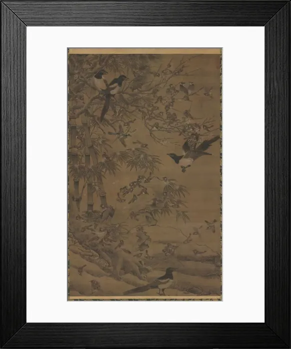 Framed Print : Hundred Birds and the Three Friends, first quarter of the 1400s. Creator: Bian Wenjin (Chinese Framed Print : Hundred Birds and the Three Friends, first quarter of the 1400s. Creator: Bian Wenjin (Chinese