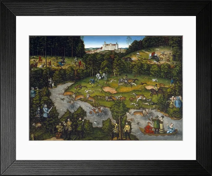 Framed Print : Hunting near Hartenfels Castle, 1540. Creator: Lucas Cranach (German, 1472-1553) Framed Print : Hunting near Hartenfels Castle, 1540. Creator: Lucas Cranach (German, 1472-1553)