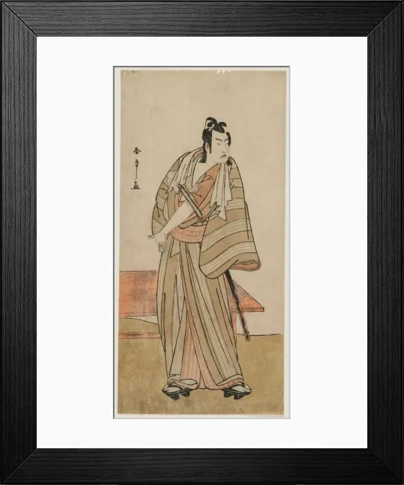 Framed Print : Ichikawa Yaozo II as a Otokodate Standing by a Bench, c. 1780. Creator: Katsukawa Shunsho Framed Print : Ichikawa Yaozo II as a Otokodate Standing by a Bench, c. 1780. Creator: Katsukawa Shunsho