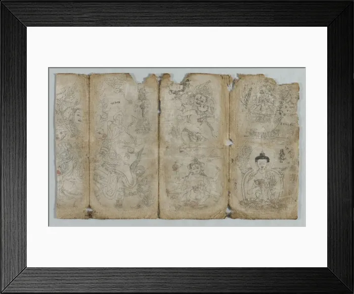 Framed Print : Iconographic Drawing: Vaishravana, Yama, Vsnisavijaya, Tara…(recto)... Enlightened Beings Framed Print : Iconographic Drawing: Vaishravana, Yama, Vsnisavijaya, Tara…(recto)... Enlightened Beings