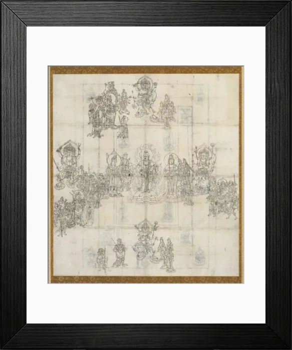 Framed Print : Iconographical Sketch (Zuzo) for the Benevolent Kings Sutra Mandala, 1100s. Creator: Unknown Framed Print : Iconographical Sketch (Zuzo) for the Benevolent Kings Sutra Mandala, 1100s. Creator: Unknown
