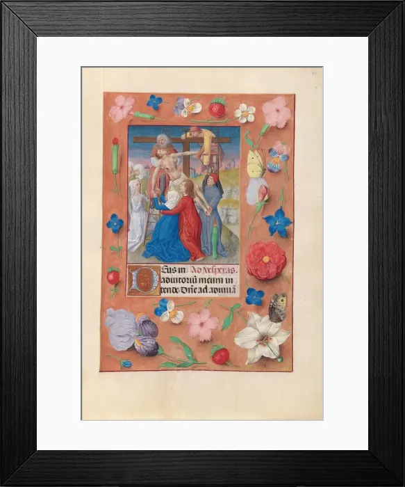 Framed Print : Hours of Queen Isabella the Catholic, Queen of Spain: Fol. 73r, Descent from the Cross, c Framed Print : Hours of Queen Isabella the Catholic, Queen of Spain: Fol. 73r, Descent from the Cross, c