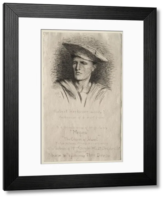 Framed Print : Head of a Young Man, 1881. Creator: Hubert von Herkomer (British, 1849-1914) Framed Print : Head of a Young Man, 1881. Creator: Hubert von Herkomer (British, 1849-1914)