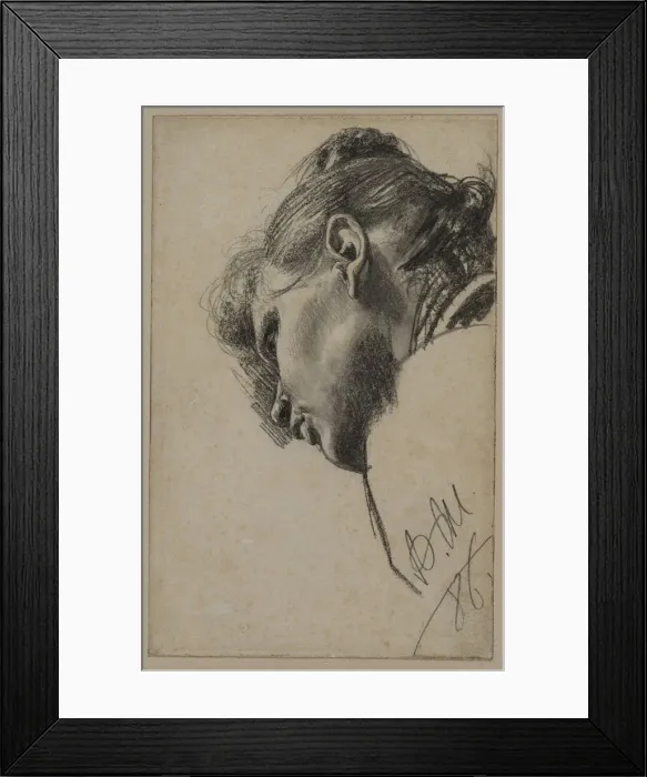 Framed Print : Head of a Young Woman Seen from Below, 1886. Creator: Adolph von Menzel (German, 1815-1905) Framed Print : Head of a Young Woman Seen from Below, 1886. Creator: Adolph von Menzel (German, 1815-1905)