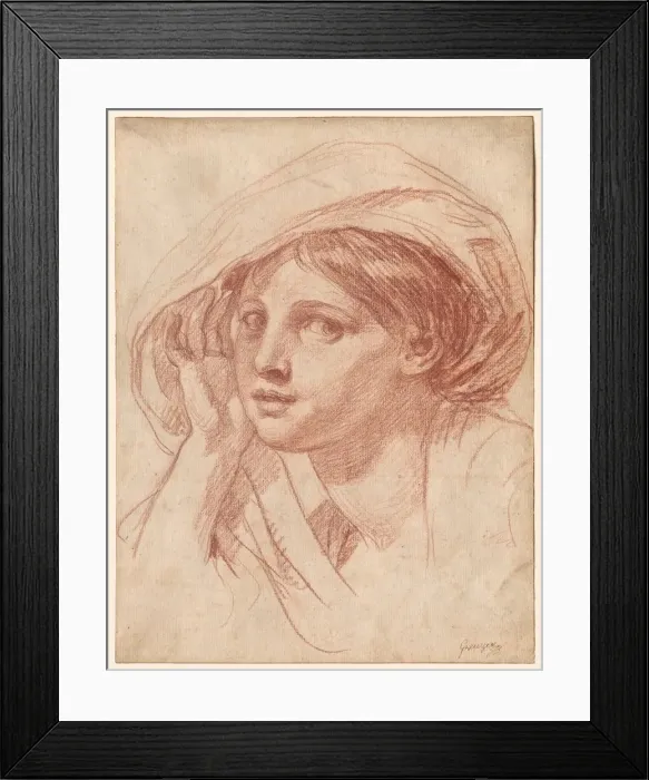 Framed Print : Head of a Young Woman, c. 1785. Creator: Jean-Baptiste Greuze (French, 1725-1805) Framed Print : Head of a Young Woman, c. 1785. Creator: Jean-Baptiste Greuze (French, 1725-1805)