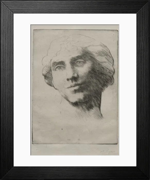 Framed Print : Head of a Young Woman. Creator: Alphonse Legros (French, 1837-1911) Framed Print : Head of a Young Woman. Creator: Alphonse Legros (French, 1837-1911)