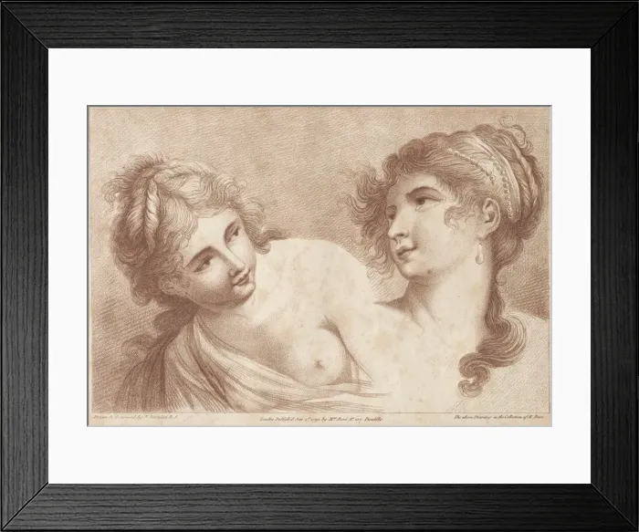 Framed Print : Heads of Two Women, 1792. Creator: Francesco Bartolozzi (British, 1727-1815) Framed Print : Heads of Two Women, 1792. Creator: Francesco Bartolozzi (British, 1727-1815)