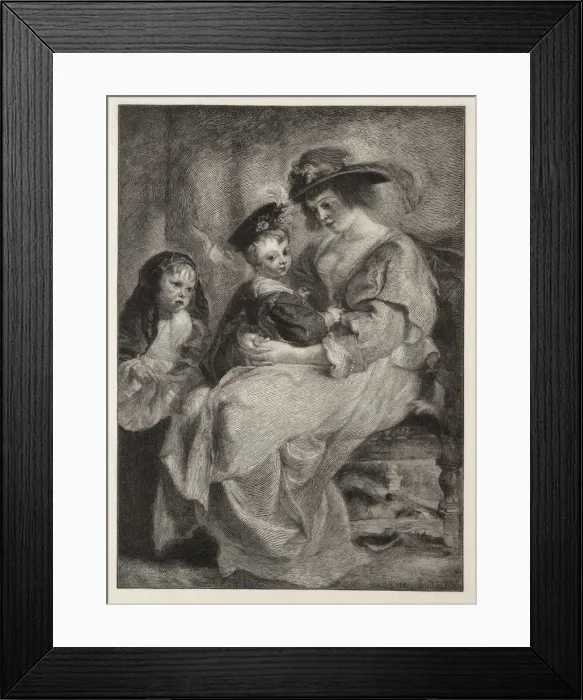 Framed Print : Helen Fourment and her Children, 1894. Creator: Timothy Cole (American, 1852-1931) Framed Print : Helen Fourment and her Children, 1894. Creator: Timothy Cole (American, 1852-1931)