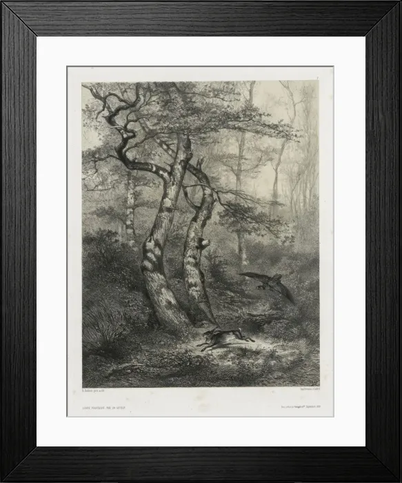 Framed Print : Hare Pursued by a Goshawk, 1858. Creator: Karl Bodmer (Swiss, 1809-1893);Goupil & Co Framed Print : Hare Pursued by a Goshawk, 1858. Creator: Karl Bodmer (Swiss, 1809-1893);Goupil & Co