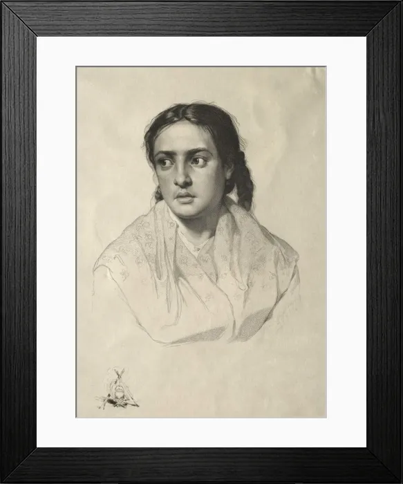 Framed Print : Head of a Girl, 1870. Creator: Hans Meyer (German, 1846-1919) Framed Print : Head of a Girl, 1870. Creator: Hans Meyer (German, 1846-1919)