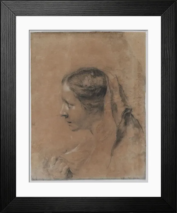Framed Print : Head of a Woman in Profile with a Scarf. Creator: Giovanni Battista Piazzetta (Italian, 1682-1754) Framed Print : Head of a Woman in Profile with a Scarf. Creator: Giovanni Battista Piazzetta (Italian, 1682-1754)