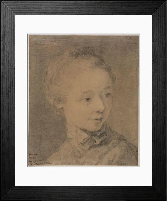 Framed Print : Head of a Young Girl Turning toward the Right, 1758?. Creator: Francois Hubert Drouais Framed Print : Head of a Young Girl Turning toward the Right, 1758?. Creator: Francois Hubert Drouais