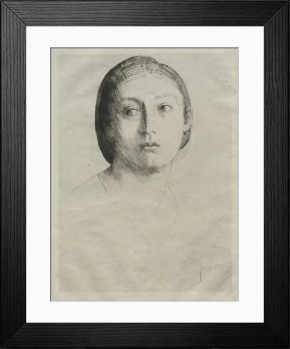 Framed Print : Head of a Young Girl. Creator: Alphonse Legros (French, 1837-1911) Framed Print : Head of a Young Girl. Creator: Alphonse Legros (French, 1837-1911)