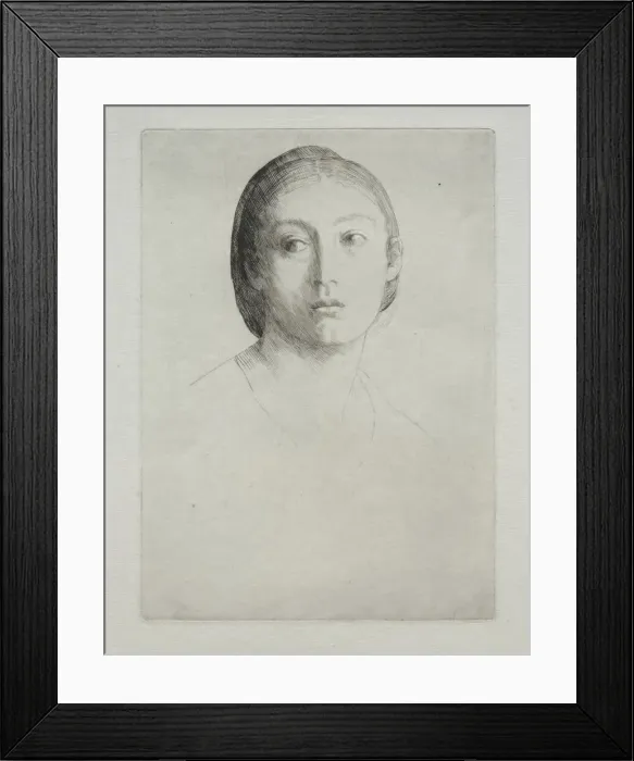 Framed Print : Head of a Young Girl. Creator: Alphonse Legros (French, 1837-1911) Framed Print : Head of a Young Girl. Creator: Alphonse Legros (French, 1837-1911)