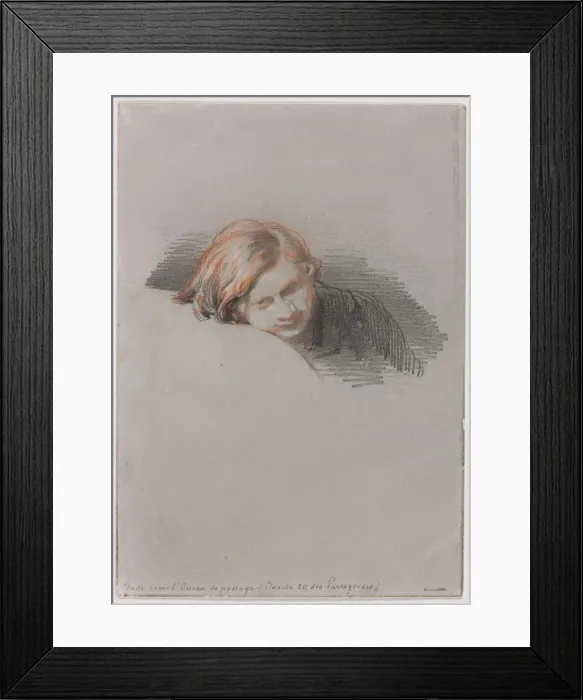 Framed Print : Head of a Young Man (Study for LOiseau de passage), 1853. Creator: Paul Gavarni (French Framed Print : Head of a Young Man (Study for LOiseau de passage), 1853. Creator: Paul Gavarni (French