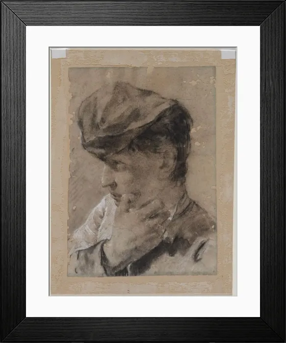 Framed Print : Head of a Young Man in a Cap, first half 18th century. Creator: Giovanni Battista Piazzetta Framed Print : Head of a Young Man in a Cap, first half 18th century. Creator: Giovanni Battista Piazzetta