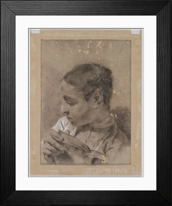 Framed Print : Head of a Young Man in Profile with a Book, c. 1730 / 40s. Creator: Giovanni Battista Piazzetta Framed Print : Head of a Young Man in Profile with a Book, c. 1730 / 40s. Creator: Giovanni Battista Piazzetta