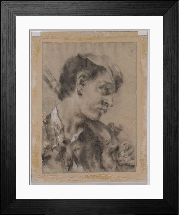 Framed Print : Head of a Young Man in Profile with a Gun over His Shoulder, c. 1730 / 40s. Creator Framed Print : Head of a Young Man in Profile with a Gun over His Shoulder, c. 1730 / 40s. Creator