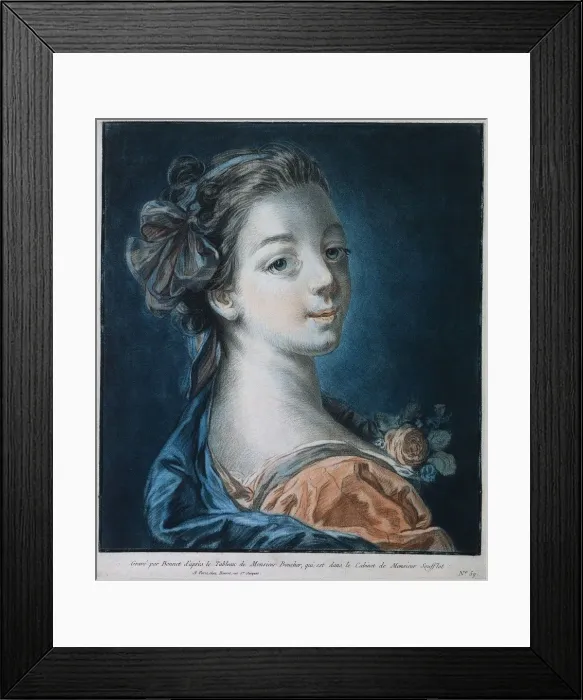 Framed Print : Head of a Woman (Mme. Deshayes?), c. 1771. Creator: Louis-Marin Bonnet (French, 1736-1793) Framed Print : Head of a Woman (Mme. Deshayes?), c. 1771. Creator: Louis-Marin Bonnet (French, 1736-1793)