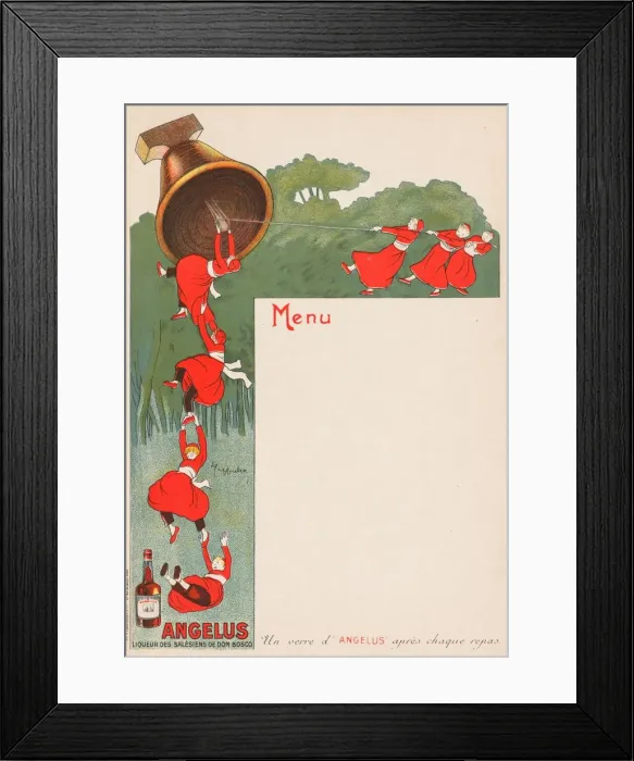 Framed Print : Menu Page (Angelus: Liqeur des Salesiens de Dom Bosco), 1911. Creator: Leonetto Cappiello Framed Print : Menu Page (Angelus: Liqeur des Salesiens de Dom Bosco), 1911. Creator: Leonetto Cappiello