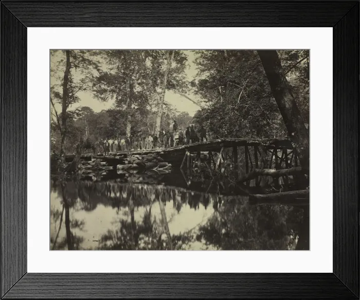 Framed Print : Military Bridge, Across the Chickahominy, Virginia, 1862. Creator: David B. Woodbury (American