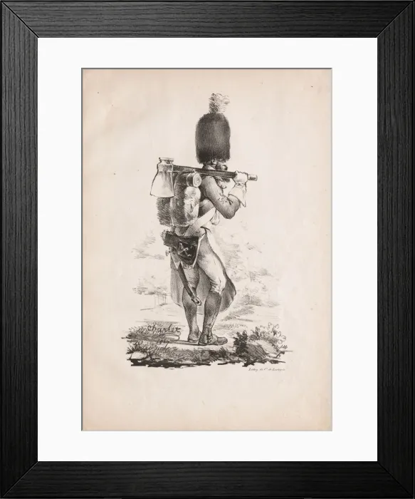 Framed Print : Military Costumes: Infantry Sapper, 1817-1818. Creator: Nicolas Toussaint Charlet (French Framed Print : Military Costumes: Infantry Sapper, 1817-1818. Creator: Nicolas Toussaint Charlet (French