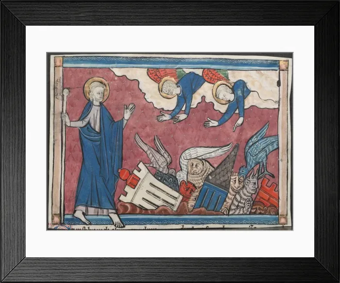 Framed Print : Miniature from a Manuscript of the Apocalypse: The Fall of Babylon, c. 1295. Creator: Unknown Framed Print : Miniature from a Manuscript of the Apocalypse: The Fall of Babylon, c. 1295. Creator: Unknown