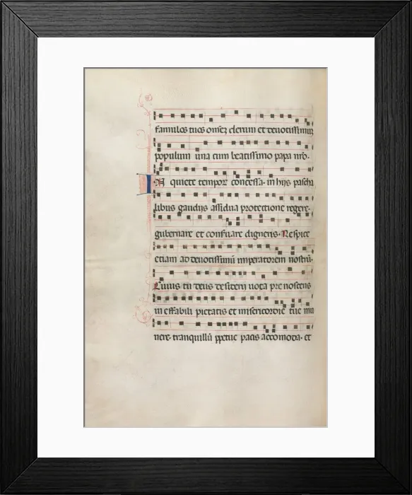 Framed Print : Missale: Fol. 157v: Music for Exultet, 1469. Creator: Bartolommeo Caporali (Italian, c Framed Print : Missale: Fol. 157v: Music for Exultet, 1469. Creator: Bartolommeo Caporali (Italian, c
