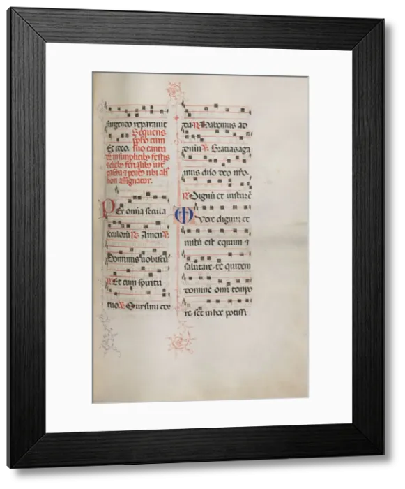 Framed Print : Missale: Fol. 179: Music for various ordinary prayers, 1469. Creator: Bartolommeo Caporali Framed Print : Missale: Fol. 179: Music for various ordinary prayers, 1469. Creator: Bartolommeo Caporali