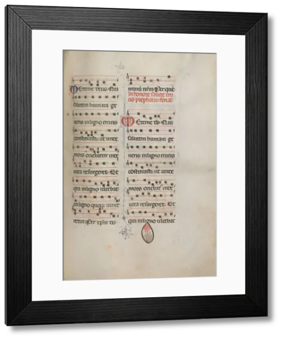 Framed Print : Missale: Fol. 182: Music for various ordinary prayers, 1469. Creator: Bartolommeo Caporali