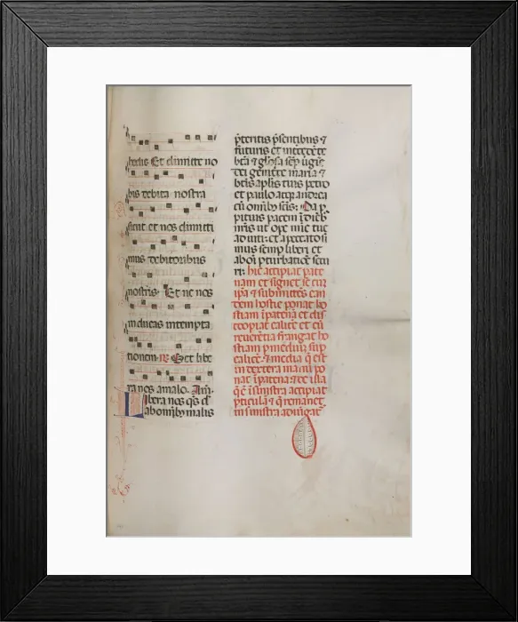Framed Print : Missale: Fol. 190: Music for various prayers, 1469. Creator: Bartolommeo Caporali (Italian, c Framed Print : Missale: Fol. 190: Music for various prayers, 1469. Creator: Bartolommeo Caporali (Italian, c