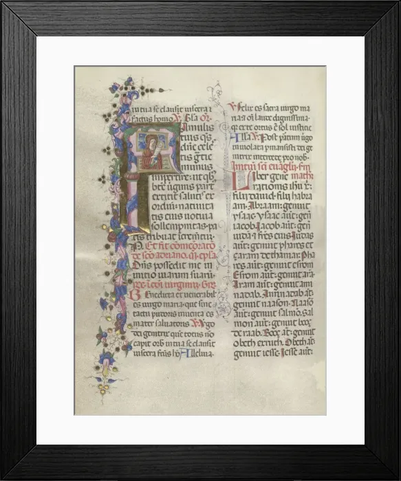 Framed Print : Missale: Fol. 311v: Saint Anne holding the newborn Virgin, 1469. Creator: Bartolommeo Caporali Framed Print : Missale: Fol. 311v: Saint Anne holding the newborn Virgin, 1469. Creator: Bartolommeo Caporali