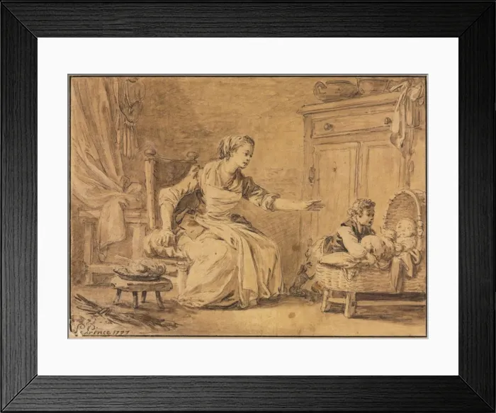 Framed Print : Maternal Solicitude, 1777. Creator: Jean Baptiste Le Prince (French, 1734-1781) Framed Print : Maternal Solicitude, 1777. Creator: Jean Baptiste Le Prince (French, 1734-1781)