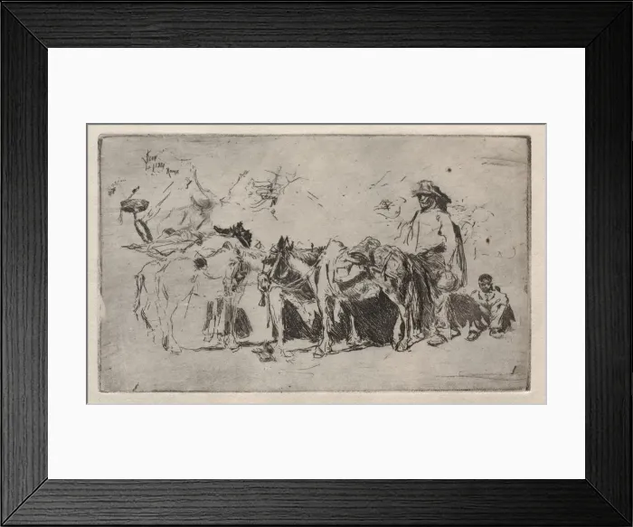 Framed Print : Men and Donkeys, Rome, 1880. Creator: Robert Frederick Blum (American, 1857-1903) Framed Print : Men and Donkeys, Rome, 1880. Creator: Robert Frederick Blum (American, 1857-1903)