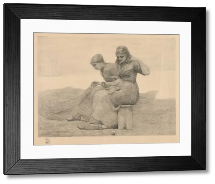 Framed Print : Mending the Nets. Creator: Winslow Homer (American, 1836-1910) Framed Print : Mending the Nets. Creator: Winslow Homer (American, 1836-1910)