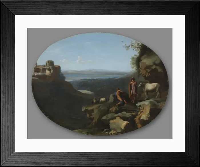 Framed Print : Mercury and Argus in a Landscape, c. 1635. Creator: Dirck van der Lisse (Dutch, 1669) Framed Print : Mercury and Argus in a Landscape, c. 1635. Creator: Dirck van der Lisse (Dutch, 1669)