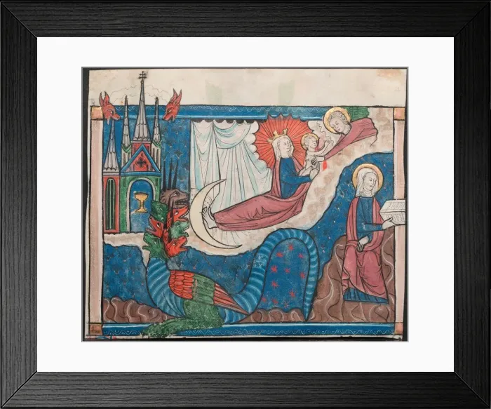 Framed Print : Miniature from a Manuscript of the Apocalypse: The Woman Clothed with the Sun…, c Framed Print : Miniature from a Manuscript of the Apocalypse: The Woman Clothed with the Sun…, c