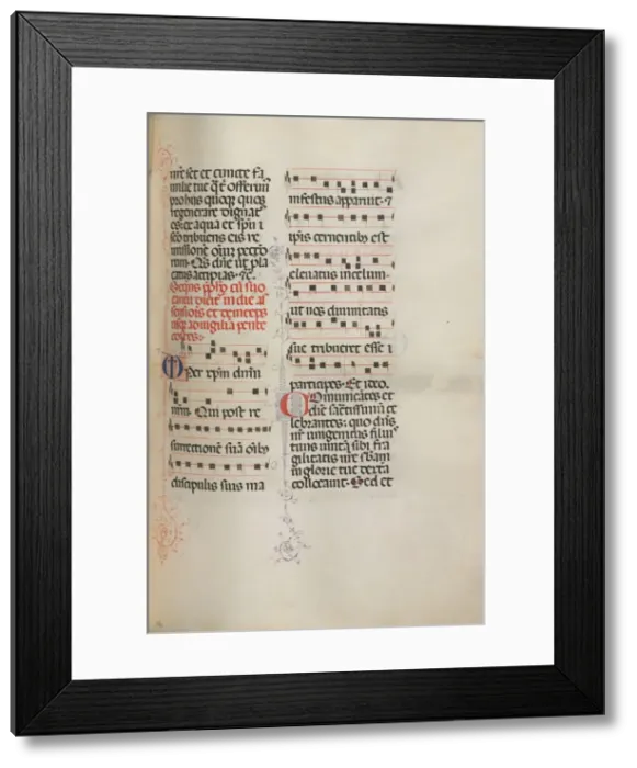 Framed Print : Missale: Fol. 180: Music for various ordinary prayers, 1469. Creator: Bartolommeo Caporali Framed Print : Missale: Fol. 180: Music for various ordinary prayers, 1469. Creator: Bartolommeo Caporali