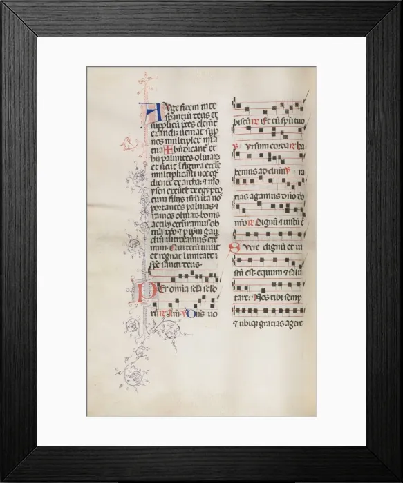 Framed Print : Missale: Fol. 111v; contains some music as part of Palm Sunday liturgy, 1469. Creator Framed Print : Missale: Fol. 111v; contains some music as part of Palm Sunday liturgy, 1469. Creator