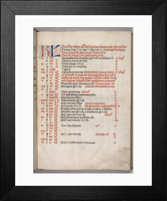 Framed Print : Missale: Fol. 3r: January Calendar Page, 1469. Creator: Bartolommeo Caporali (Italian, c Framed Print : Missale: Fol. 3r: January Calendar Page, 1469. Creator: Bartolommeo Caporali (Italian, c
