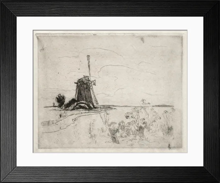 Framed Print : Mill and Weeds, Holland. Creator: John Henry Twachtman (American, 1853-1902) Framed Print : Mill and Weeds, Holland. Creator: John Henry Twachtman (American, 1853-1902)