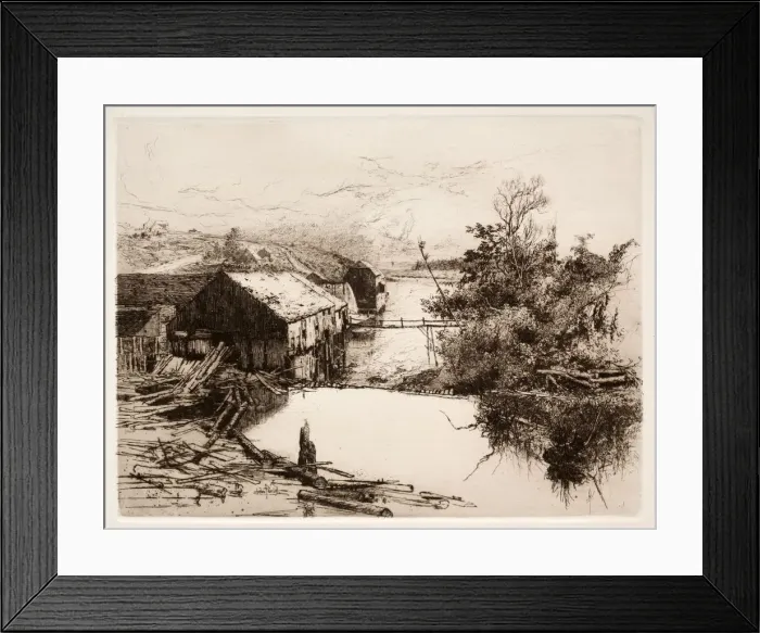 Framed Print : Mills at Mispek, N. B. 1884. Creator: Stephen Parrish (American, 1846-1938) Framed Print : Mills at Mispek, N. B. 1884. Creator: Stephen Parrish (American, 1846-1938)