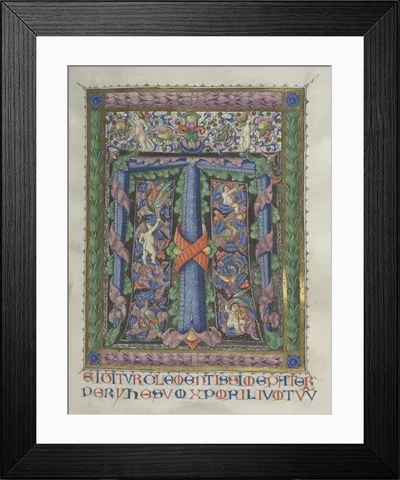 Framed Print : Missale: Fol. 186: Decorated Initial T[e igitur] (full page), 1469. Creator: Bartolommeo Caporali