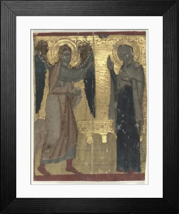 Framed Print : Miniature Excised from a Book of Hours: The Annunciation, late 1200s. Creator: Unknown Framed Print : Miniature Excised from a Book of Hours: The Annunciation, late 1200s. Creator: Unknown