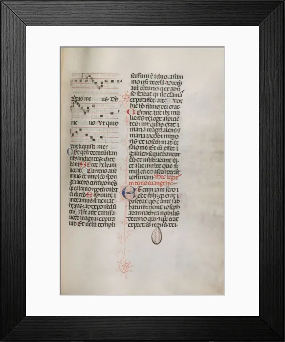 Framed Print : Missale: Fol. 129: contains music for Hely Hely Lama etc. within St. Mattion Passion Framed Print : Missale: Fol. 129: contains music for Hely Hely Lama etc. within St. Mattion Passion