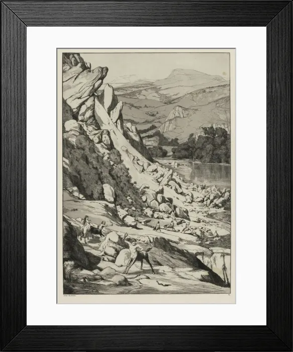 Framed Print : Landslide (Opus IV, 6), 1881. Creator: Max Klinger (German, 1857-1920) Framed Print : Landslide (Opus IV, 6), 1881. Creator: Max Klinger (German, 1857-1920)