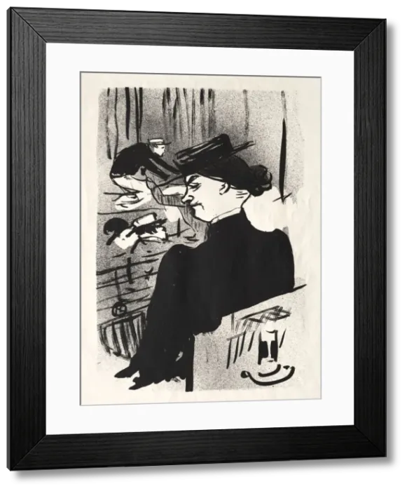 Framed Print : Le Cafe-concert: Une Spectatrice, 1893. Creator: Henri de Toulouse-Lautrec (French Framed Print : Le Cafe-concert: Une Spectatrice, 1893. Creator: Henri de Toulouse-Lautrec (French