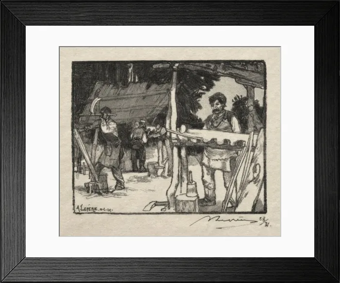 Framed Print : Le Fabricant de lattes, 1889. Creator: Auguste Louis Lepere (French, 1849-1918) Framed Print : Le Fabricant de lattes, 1889. Creator: Auguste Louis Lepere (French, 1849-1918)