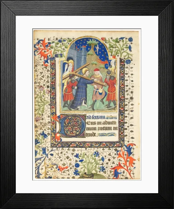 Framed Print : Leaf from a Book of Hours: Christ Carrying the Cross (Sext, Hours of the Cross), c Framed Print : Leaf from a Book of Hours: Christ Carrying the Cross (Sext, Hours of the Cross), c