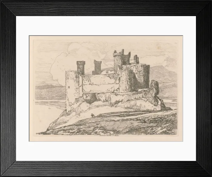Framed Print : Liber Studiorum: Plate 25, Harlech Castle, N. Wales, 1838. Creator: John Sell Cotman (British Framed Print : Liber Studiorum: Plate 25, Harlech Castle, N. Wales, 1838. Creator: John Sell Cotman (British